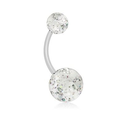 Navelpiercing med glitterkulor av akryl