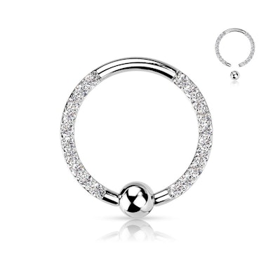 Titan captive bead ring med stenar på varje sida