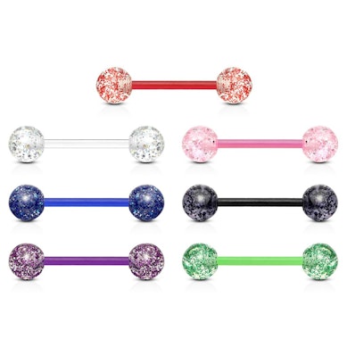 7 tungpiercingar med akrylkulor