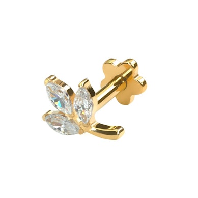 Lövformad labret i titan med blommig baksida