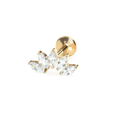 Böjd labret i titan med 5 stenar