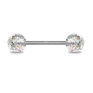 Tungsmycke av titan med glitterkulor