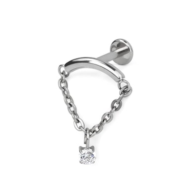 Böjd labret med kedja och stenberlock