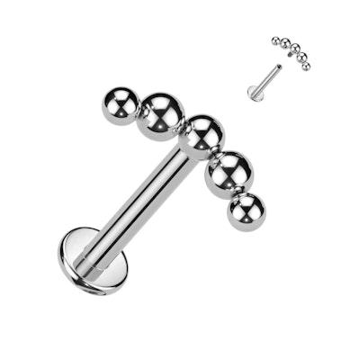 Labret i titan med dekorativ topp med kulor