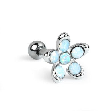 Öronpiercing med opalitblomma och opal