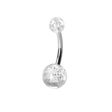 Navelpiercing av titan med glitterkulor