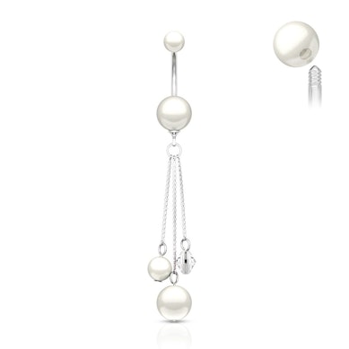 Navelpiercing med akrylpärlor och hänge
