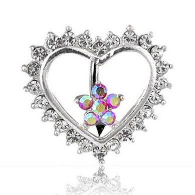 Omvänd navelpiercing med hjärta och blomma