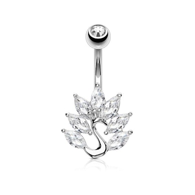 Navelpiercing med påfågel
