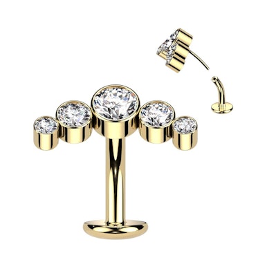 Svävande navelpiercing i titan med kristaller
