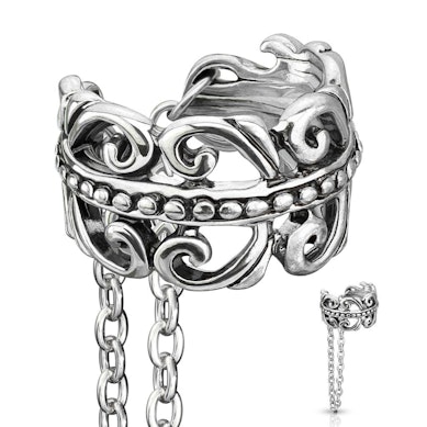 Earcuff med keltiskt hjärta och kedja