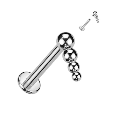 Labret i titan med invändig tråd och fallande kulor