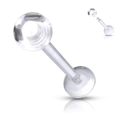 Labret med genomskinlig kula