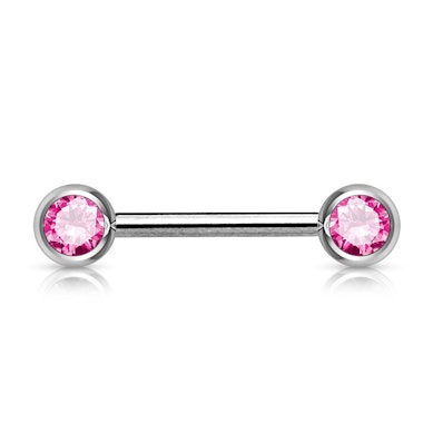 Bröstpiercing med sten i flera färger.-Cerise