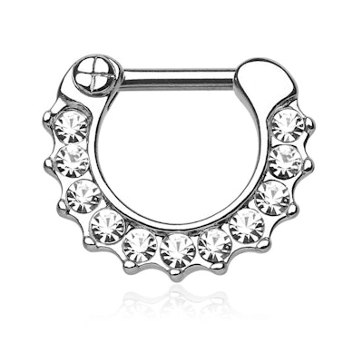 Septumpiercing med stenbelagd kant