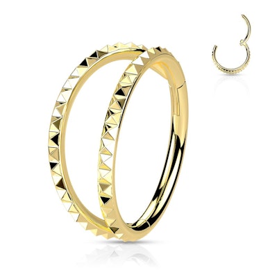 Dubbel ring med pyramidutskärning och gångjärn