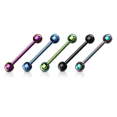 5 titanbelagda tungpiercingar