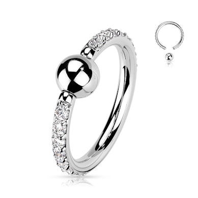 Titan captive bead ring med CZ stenar på varje sida