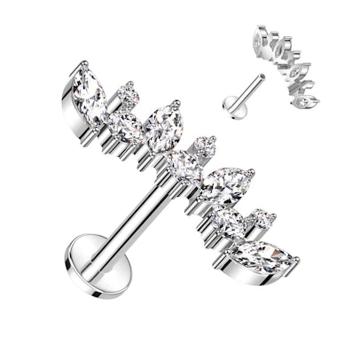 Labret i titan med marquise-stenar och runda stenar