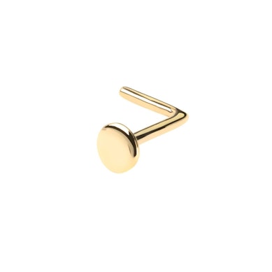 Näspiercing av 14 karat guld med platt topp