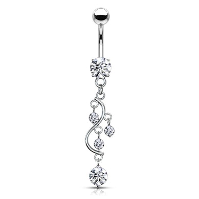 Navelpiercing med stenar i s-form
