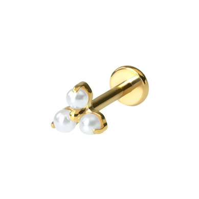 Läcker titanlabret med trio av pärlor
