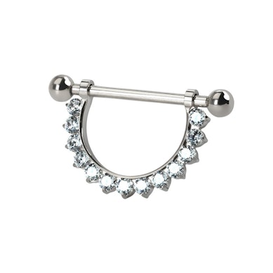 Navelpiercing i titan med CZ-stenar i en halvcirkel