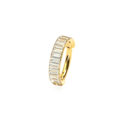 Titanring med smala baguette-slipad stenar