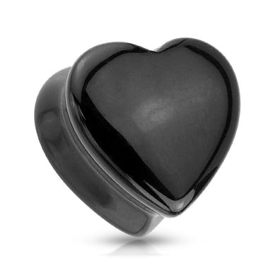 Hjärtformad plugg av svart onyx