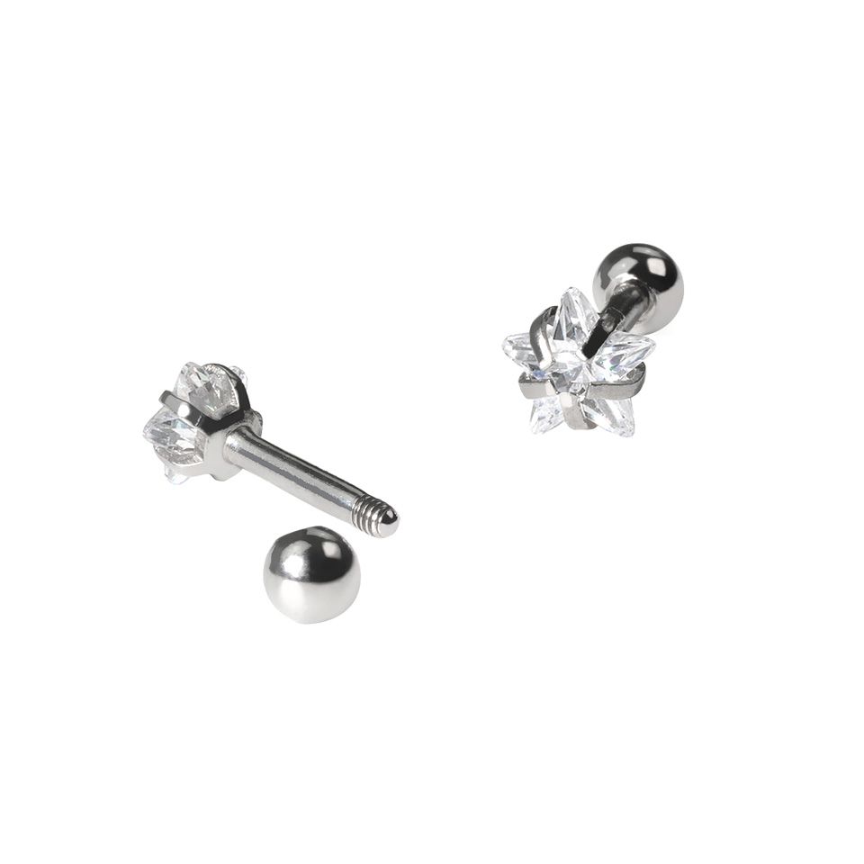 Set av öronpiercingar med stenstjärna