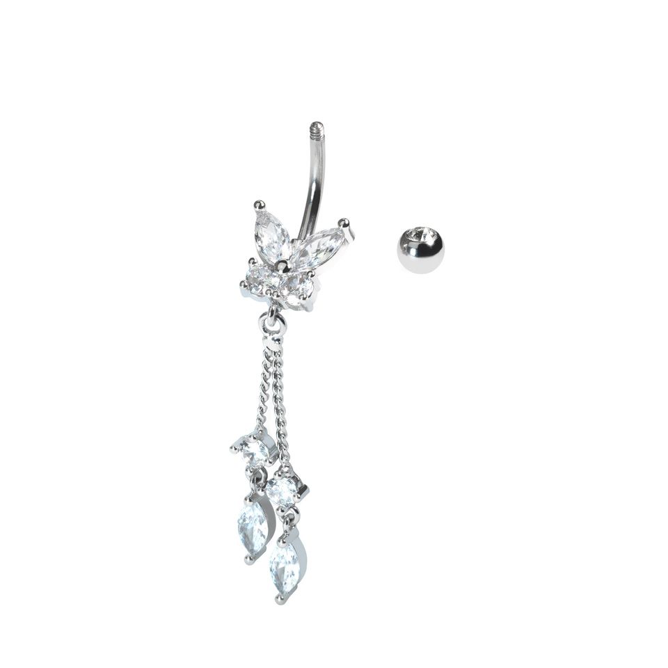 Navelpiercing med fjäril och hänge