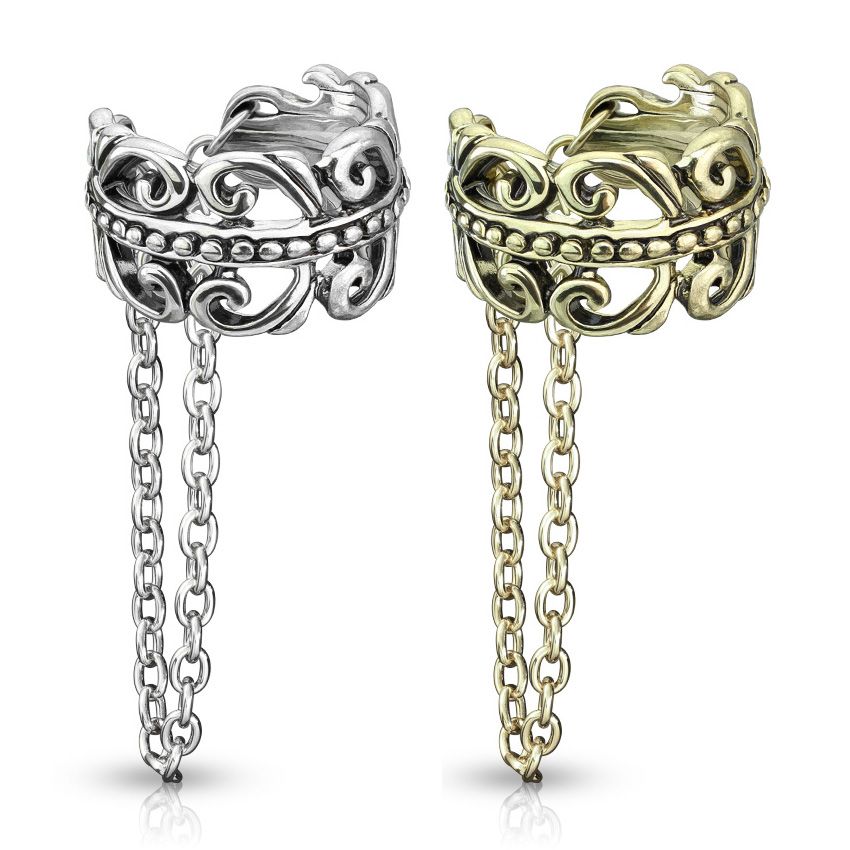 Earcuff med keltiskt hjärta och kedja