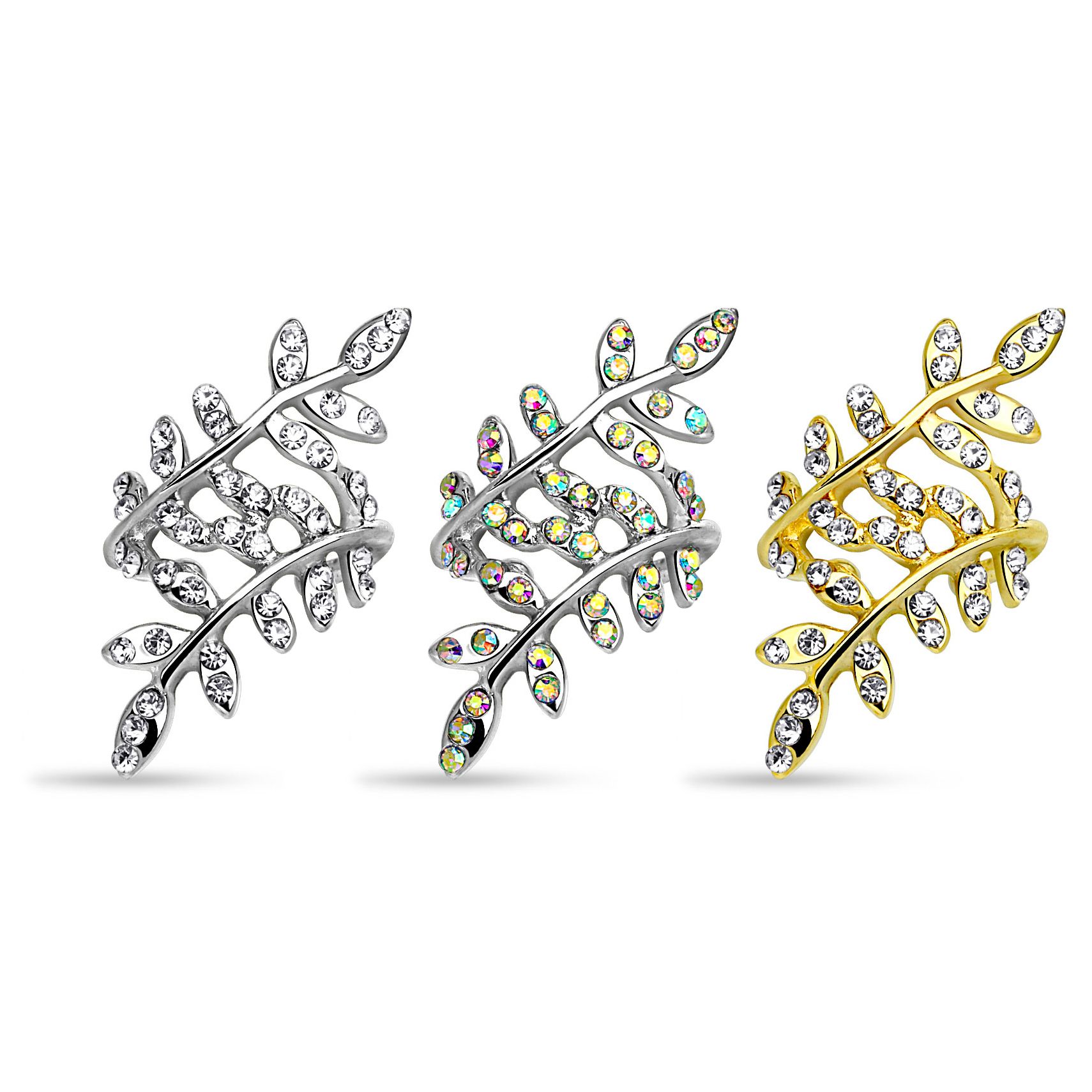 Earcuff med stenbelagda blad