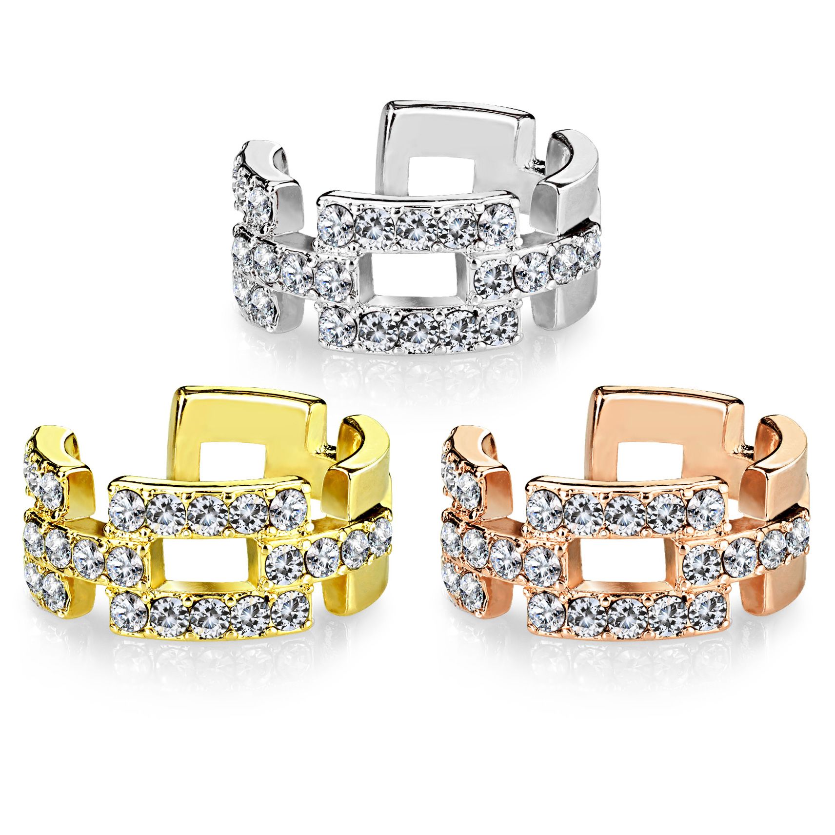 Earcuff med stendekorerade fyrkanter