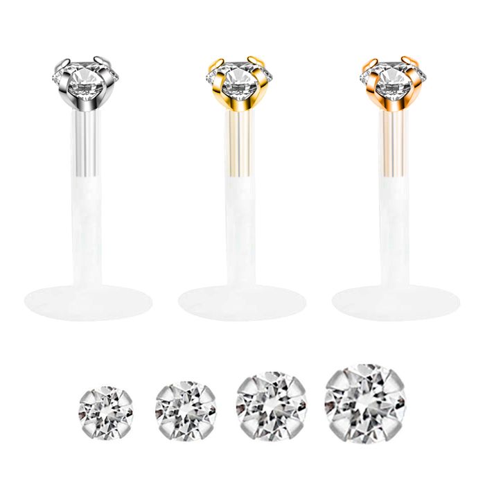 Labret av 14 karat guld med PTFE stav