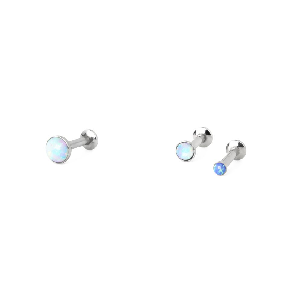 Push-in labret med opal