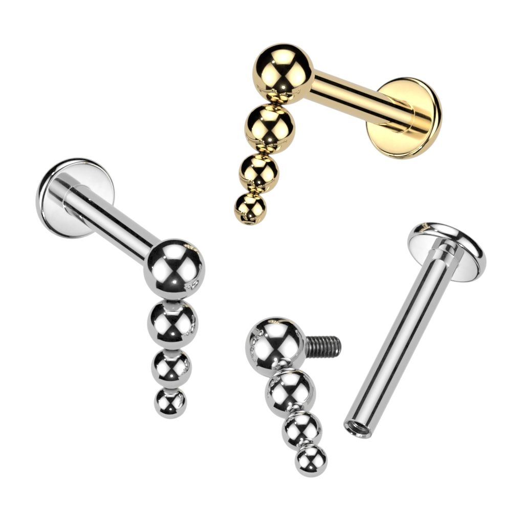 Labret i titan med invändig tråd och fallande kulor