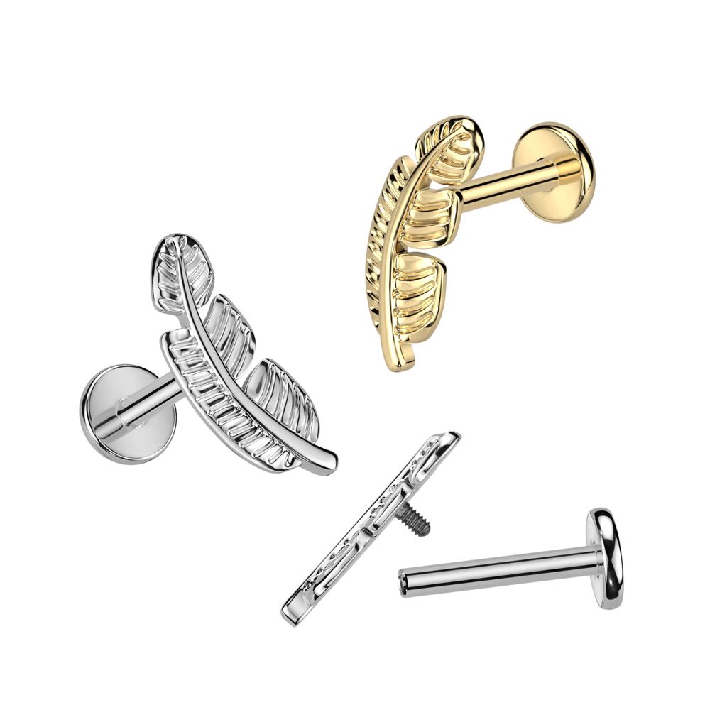 Labret i titan med invändig tråd och detaljerat löv