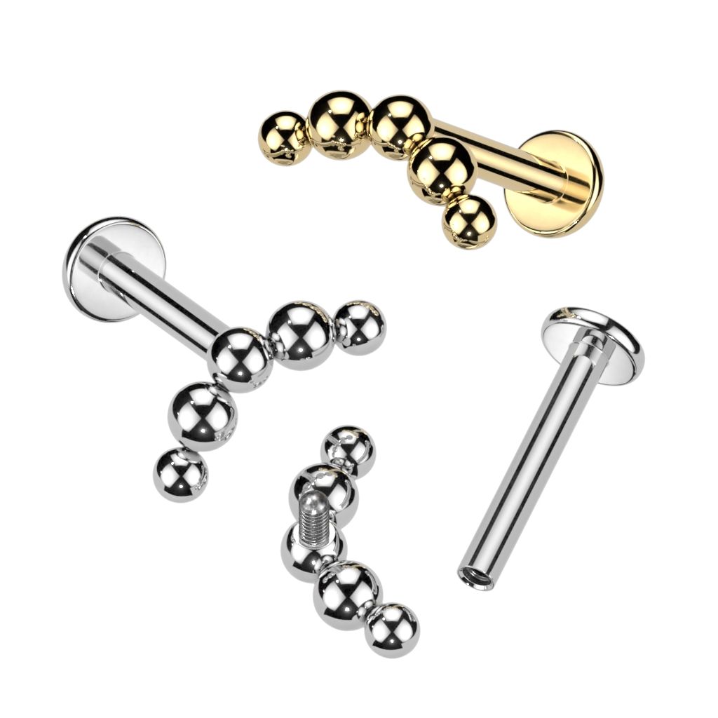 Labret i titan med dekorativ topp med kulor