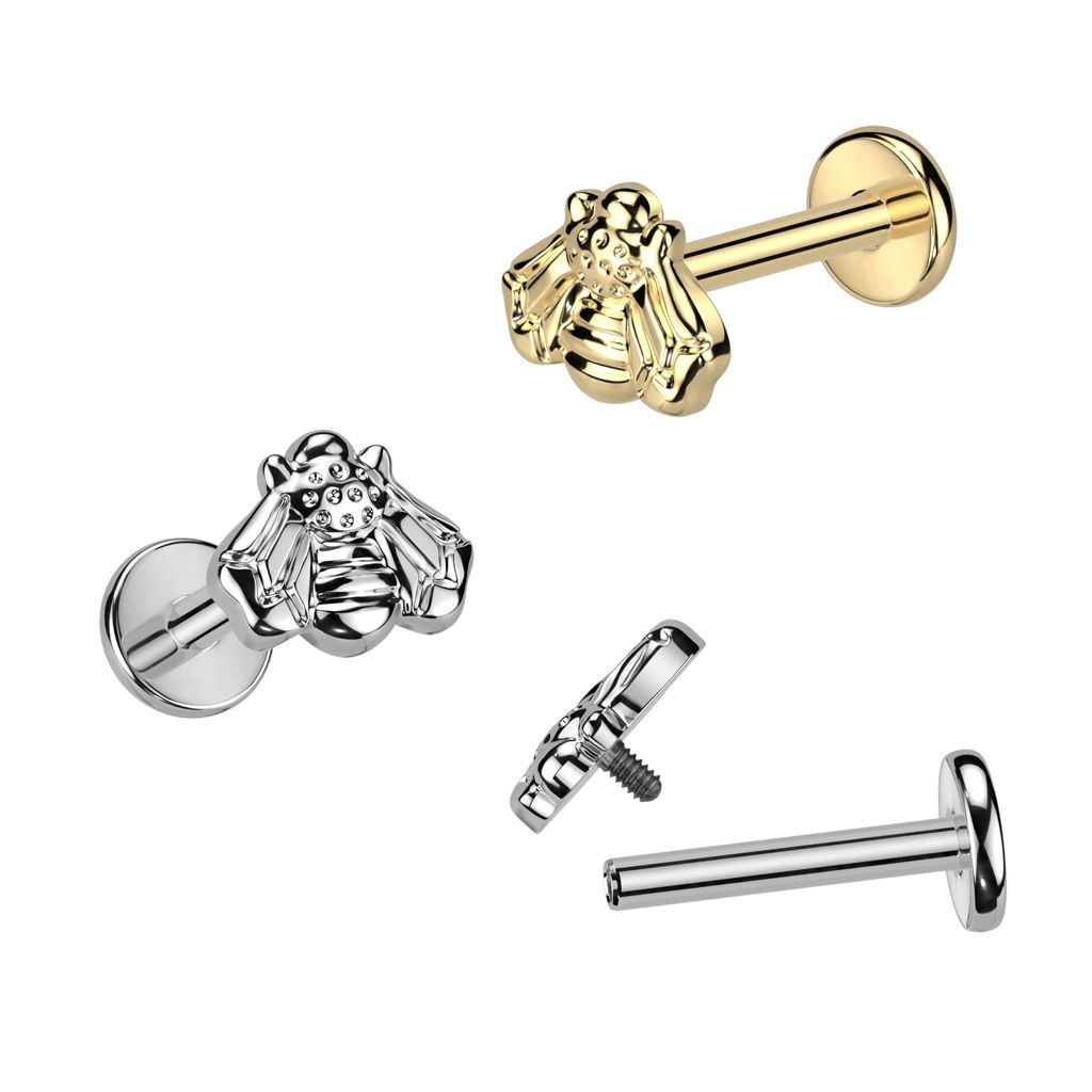 Labret i titan med invändig tråd och bidesign