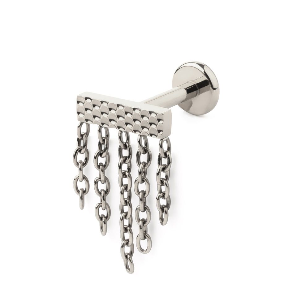 Rektangulär labret med kedjor
