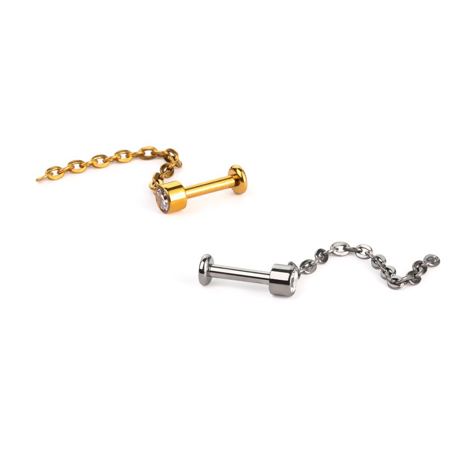 Fin labret i titan med sten och kedja