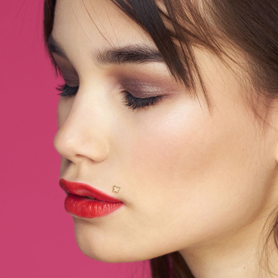 Fjäril labret av 14 karats guld med ptfe stav