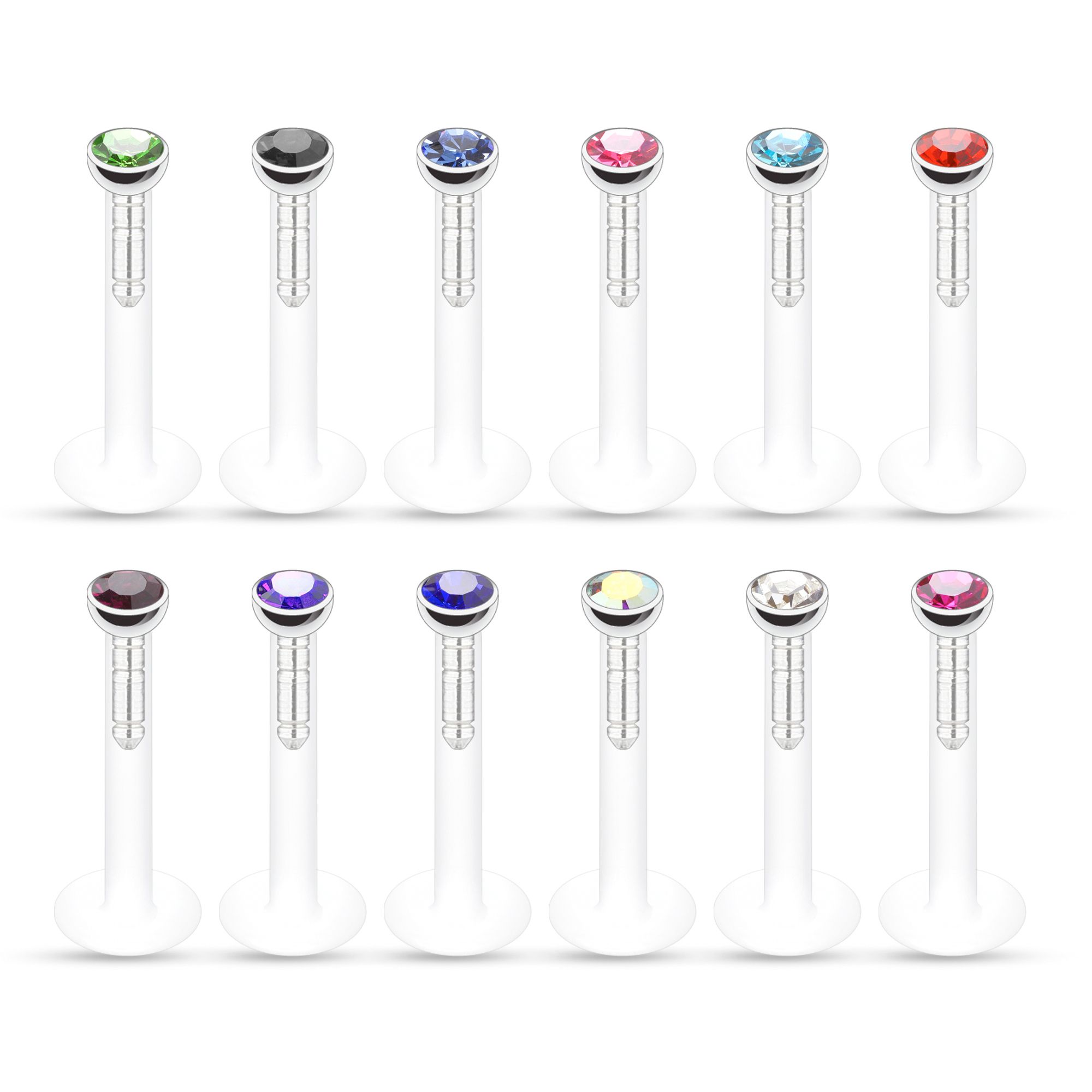 Labret av ptfe med sten i många olika färger
