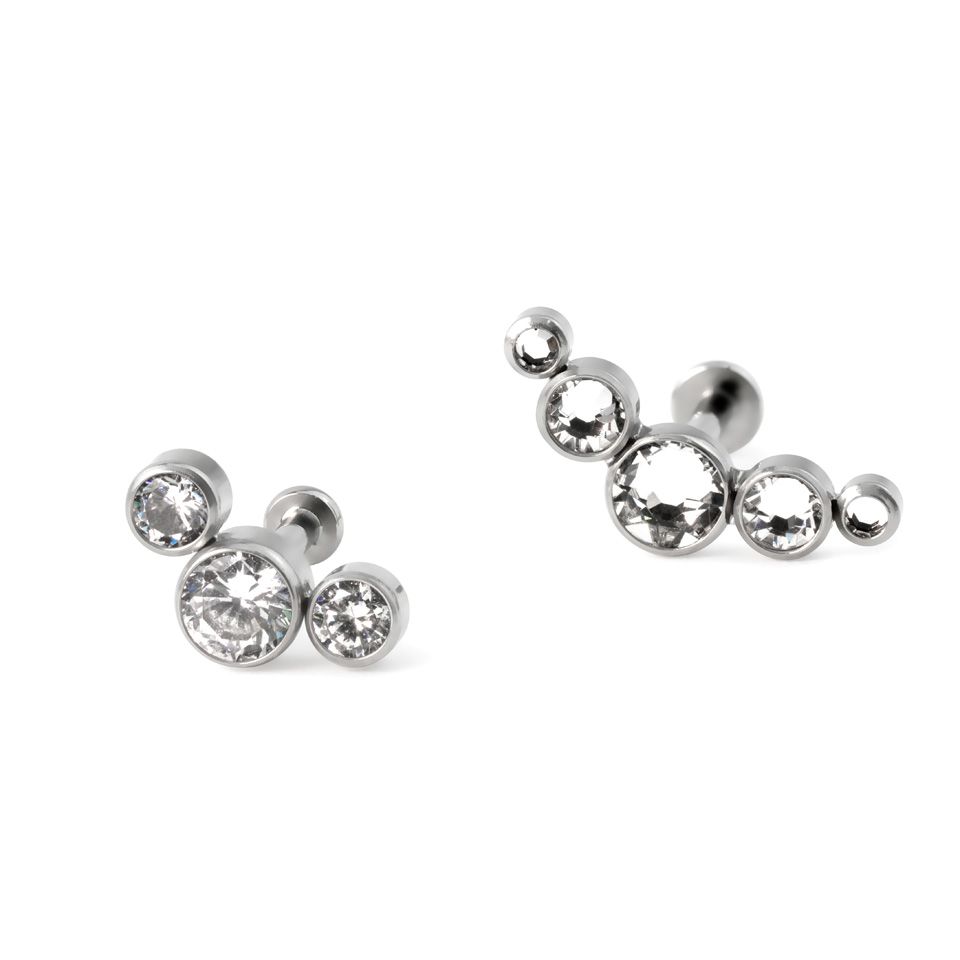 Push-in labret av titan med olika stenar