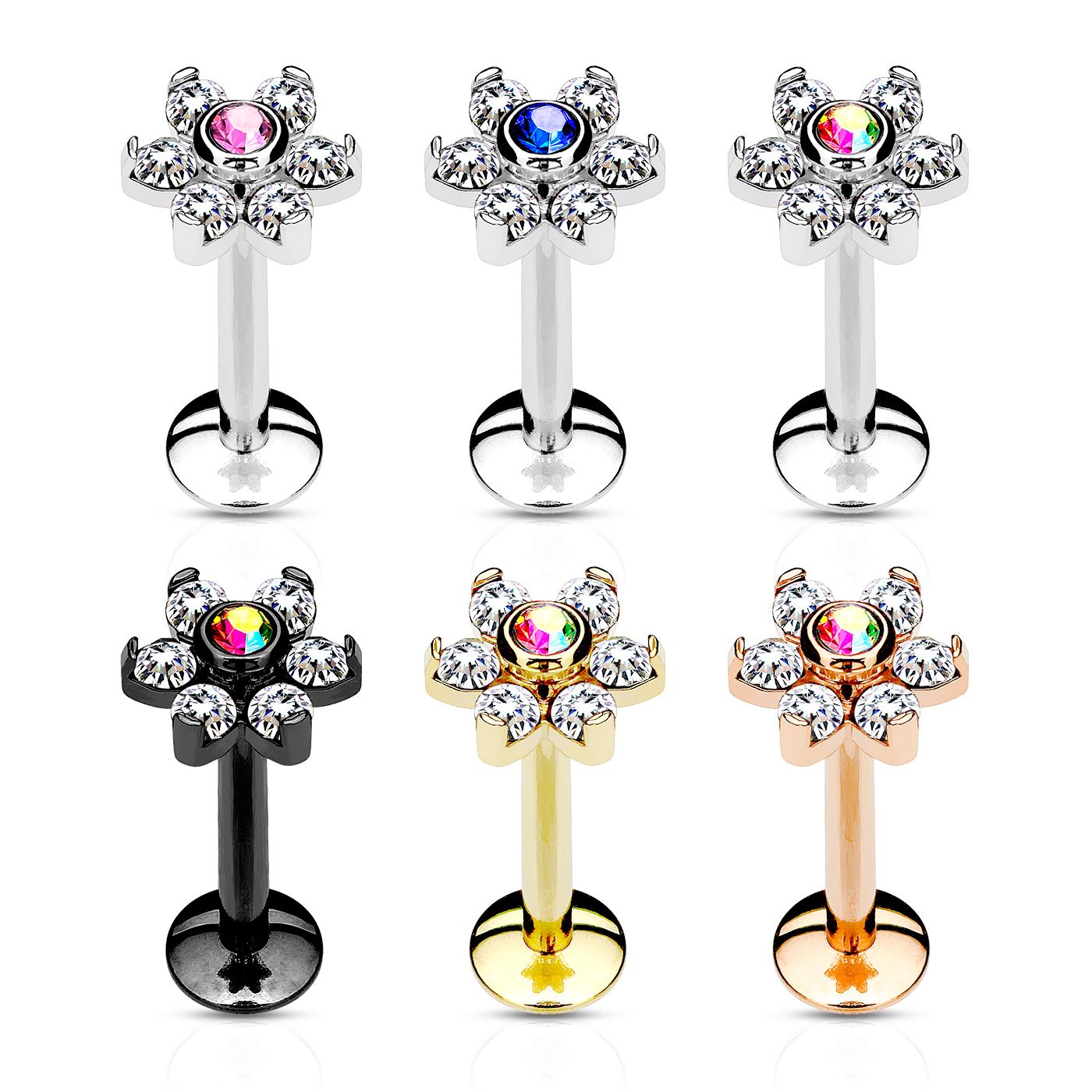 Labret med blomma och invändig gänga