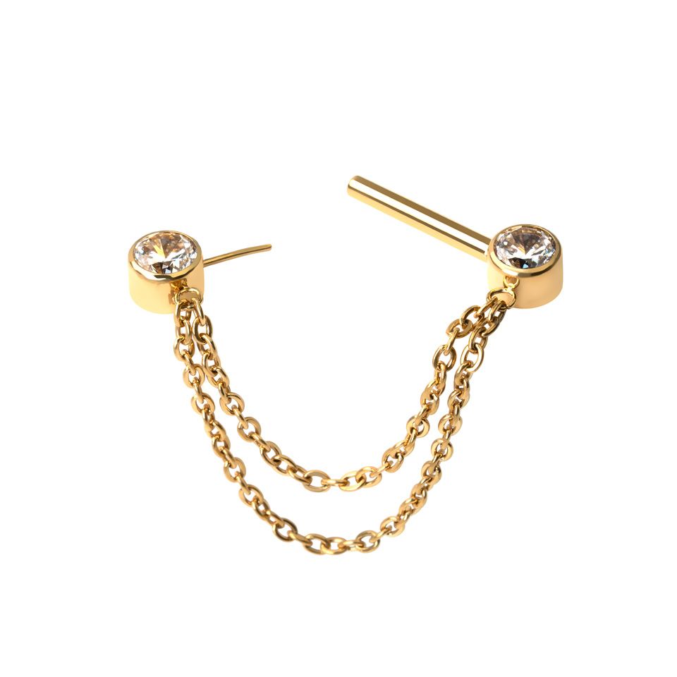 Bröstpiercing i titan med kedjor