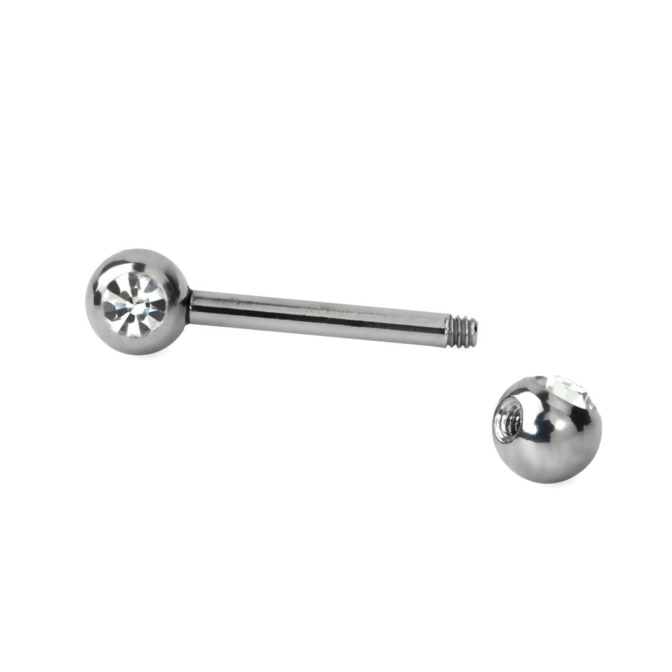 Bröstpiercing med sten i flera färger