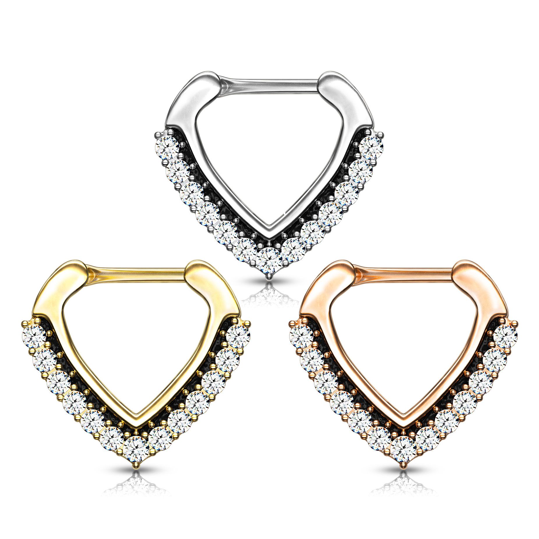 Septumpiercing med mjuk stendekorerad V-form