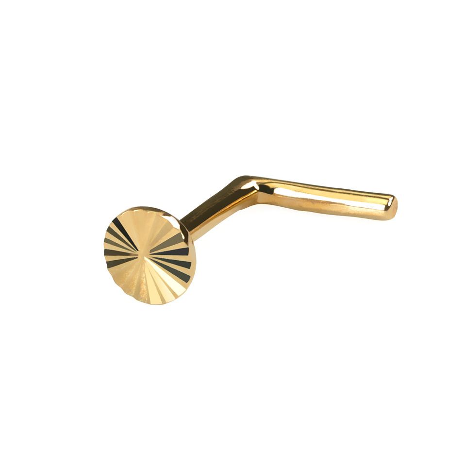 Näspiercing i 14k guld med diamantskuren design